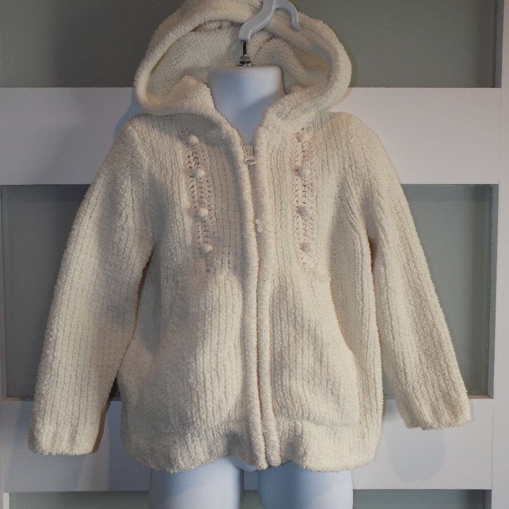HANNA ANDERSSON Off White Zip Up Hoodie Jacket Size 90 (3) Girl's EUC